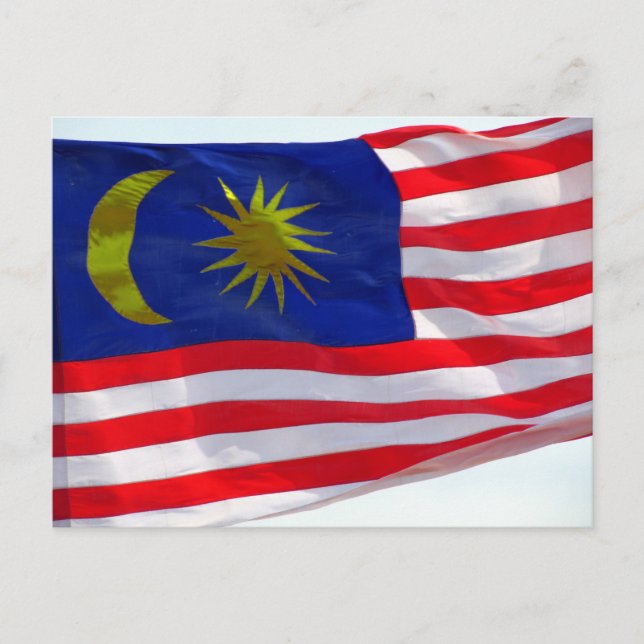 malaysische Flagge Postkarte (Vorderseite)