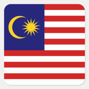 Malaysische Flagge Quadratischer Aufkleber