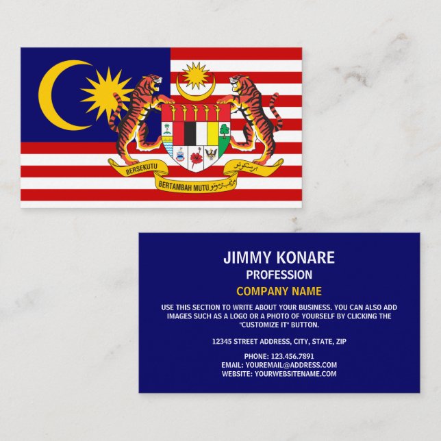 Malaysische Flagge und Wappen, Flagge Malaysias Visitenkarte (Vorne/Hinten)