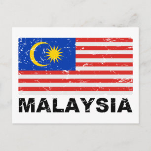 Malaysische Vintage-Flagge Postkarte