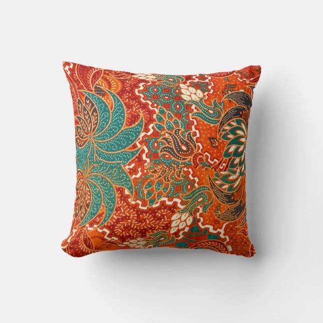 Malaysischer Batik: Schönes Kunstmuster. Kissen (Vorderseite)