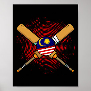 Malaysischer Cricket-Schläger und Ll-Flagge Malays Poster