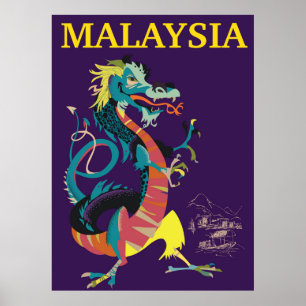 Malaysischer Drache Vintages Reiseplakat Poster