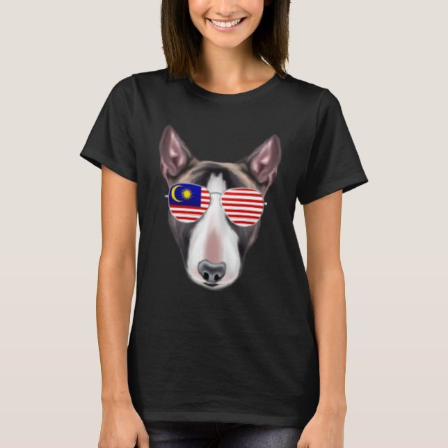 Malaysischer Flaggen Miniature Bull Terrier Dog Ma T-Shirt (Vorderseite)