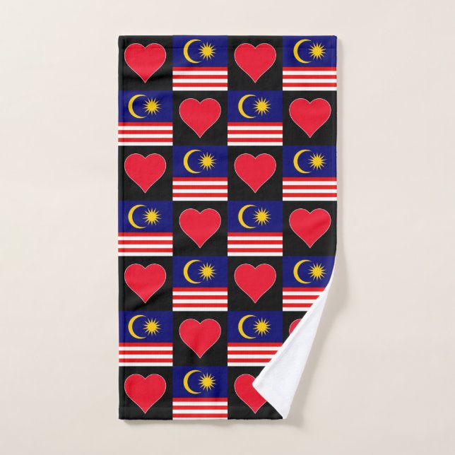 Malaysischer Flaggen- und Herzmuster - Malaysische Handtuch (Handtuch)