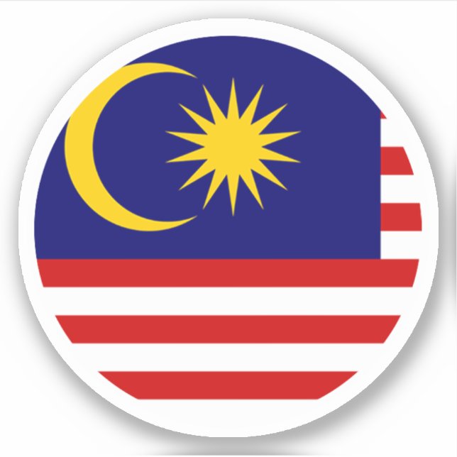 Malaysischer Flaggenrundkleber Aufkleber (Vorderseite)
