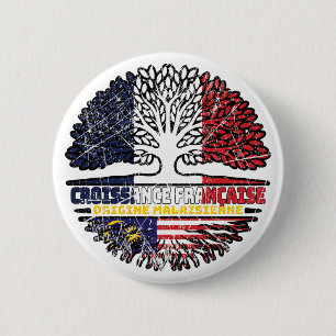 Malaysischer Treots-Flag für Frankreich Button