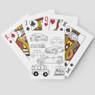 Malbuch Spielkarten Deck Schulbus Autos Züge