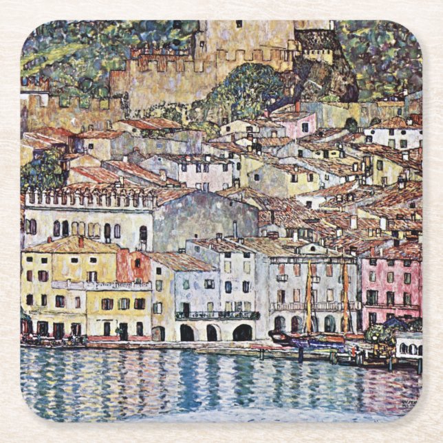 Malcesine am Gardasee, Gustav Klimt Rechteckiger Pappuntersetzer (Vorderseite)