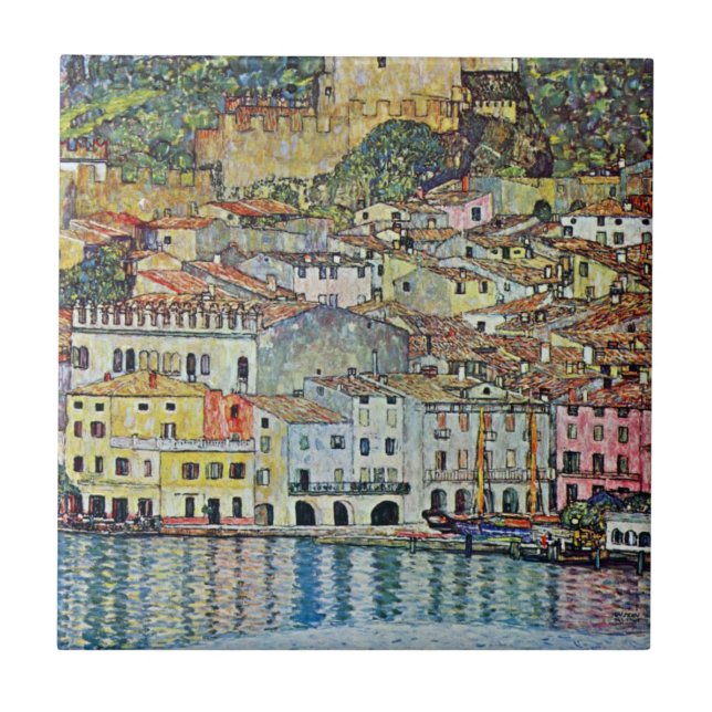 Malcesine am Gardasee Von Gustav Klimt Fliese (Vorderseite)