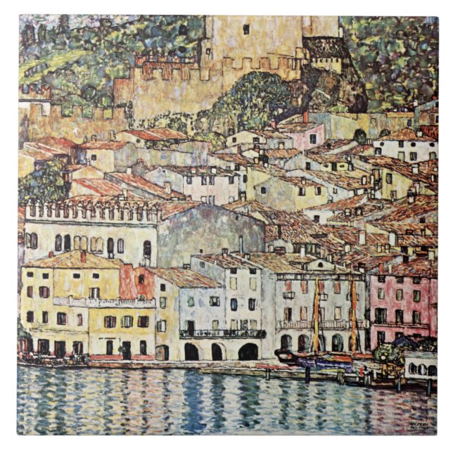 Malcesine am Gardasee von Gustav Klimt Fliese (Vorderseite)