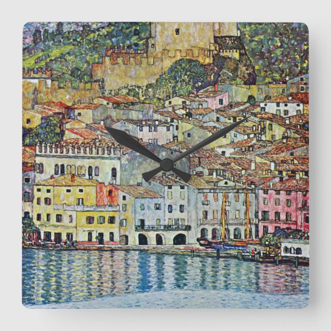 Malcesine am Gardasee Von Gustav Klimt Quadratische Wanduhr (Vorderseite)