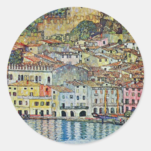 Malcesine am Gardasee Von Gustav Klimt Runder Aufkleber (Vorderseite)
