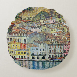 Malcesine am Gardasee Von Gustav Klimt Rundes Kissen