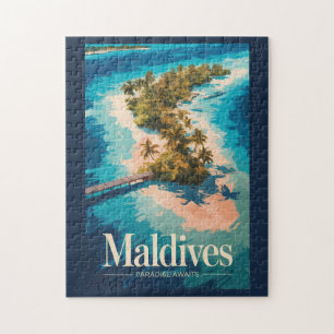 Maldiven-Landschaftsillustration Reise Kunst Vinta