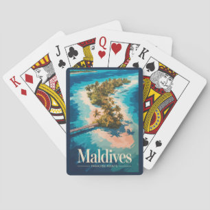 Maldiven-Landschaftsillustration Reise Kunst Vinta Spielkarten