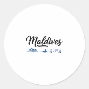 Maldiven Skyline Reise Urlaub Outfits Runder Aufkleber