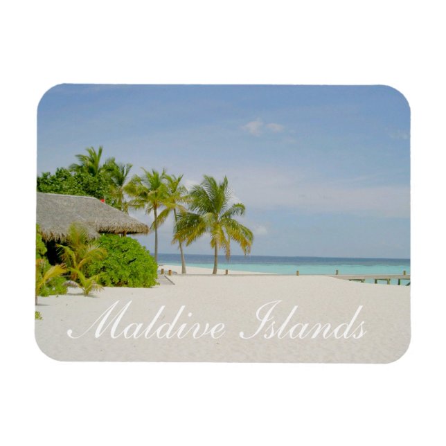 Maldives Beach et Bungalow Magnet (Horizontal)