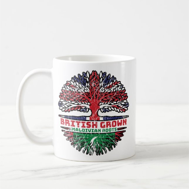 Maldives Maldivian British UK Tree Roots Flag Kaffeetasse (Links)