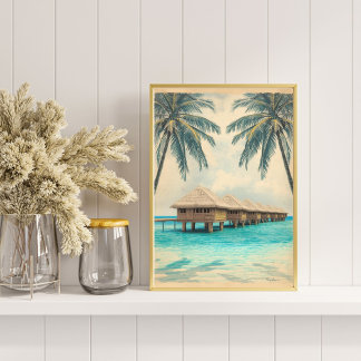 Maldives Mirage – Retro Lagoon Paradise Reise Poster