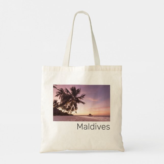 Maldives Ocean Indian Beach Sunset Island Souvenir Tragetasche (Rückseite)
