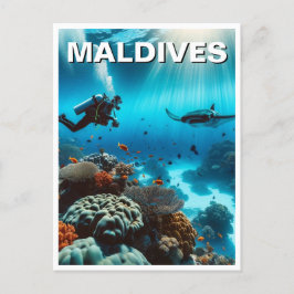 Maldives Scuba Diving Travel Postkarte
