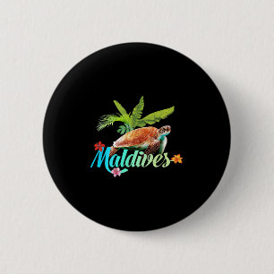Maldives Sea Turtle Hibisken Island Geschenk Stran Button