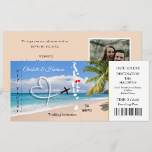 Maldives Ticket Pass Hochzeit in Urlaubsort Einladung