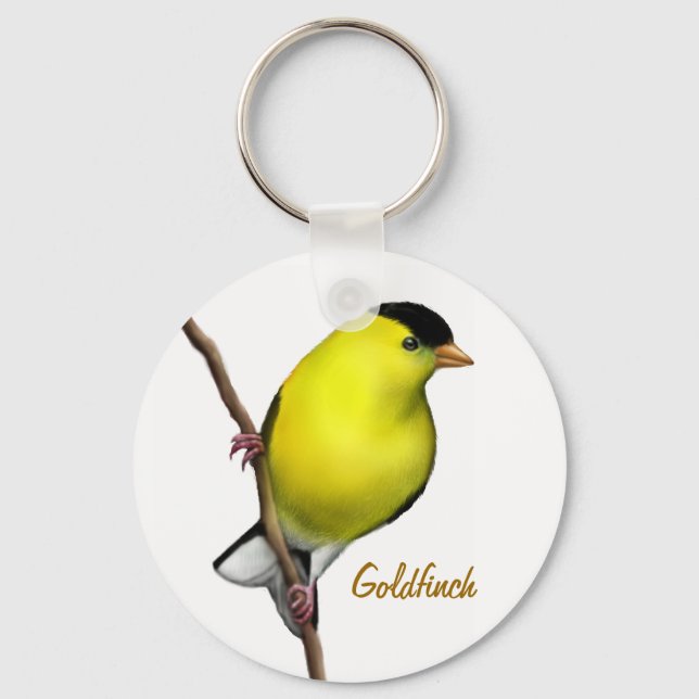 Male American Goldfinch Bird Schlüsselanhänger (Vorderseite)