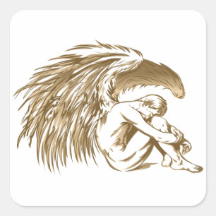 Male Angel Quadratischer Aufkleber