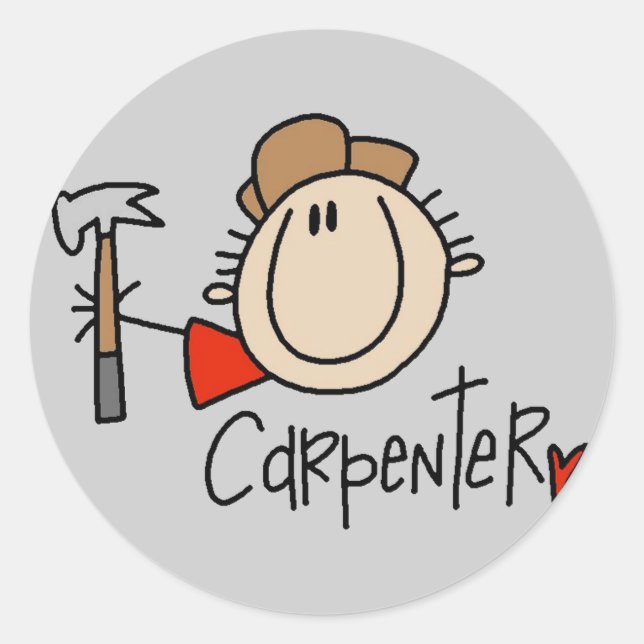 Male Carpenter Runder Aufkleber (Vorderseite)