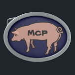 Male Chauvinist Pig Ovale Gürtelschnalle<br><div class="desc">Hog Belt Buckle</div>