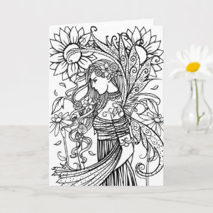 Male deine eigene Karte Fee und Blumen