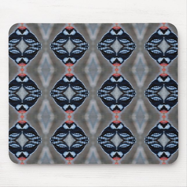 Male Downy Woodpecker Pattern Mousepad (Vorne)