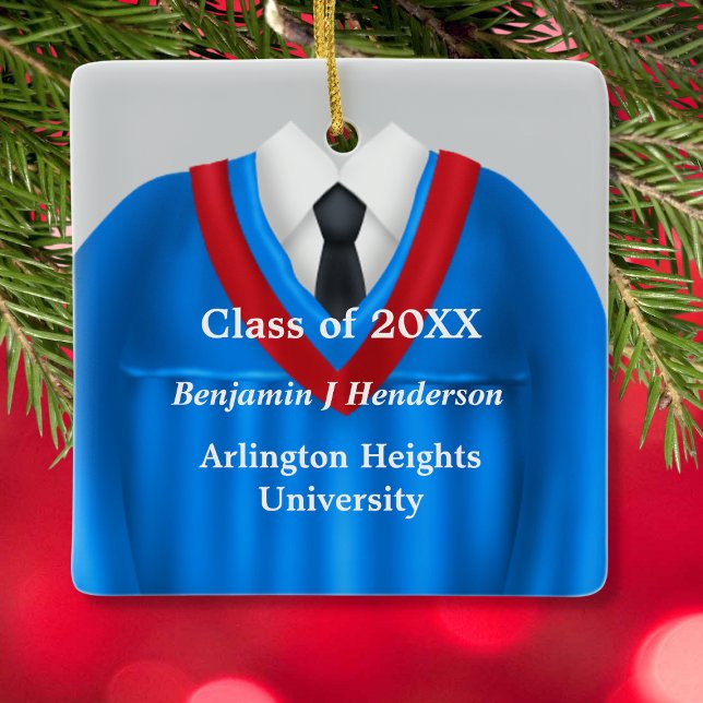 Male Grad Gown Blue and Red Ornament (Von Creator hochgeladen)