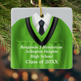 Male Grad Gown Green und Black Ornament