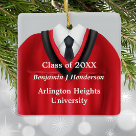 Male Grad Gown Red and Black Ornament