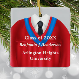 Male Grad Gown Red and Blue Ornament