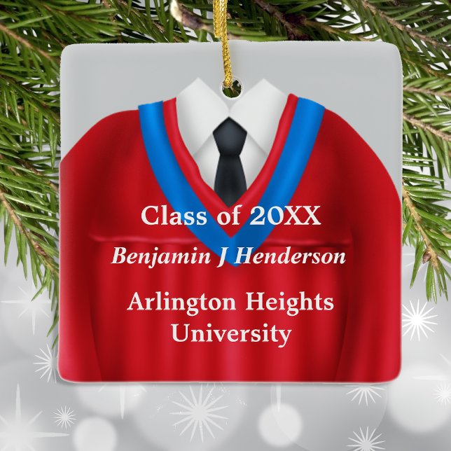 Male Grad Gown Red and Blue Ornament (Von Creator hochgeladen)