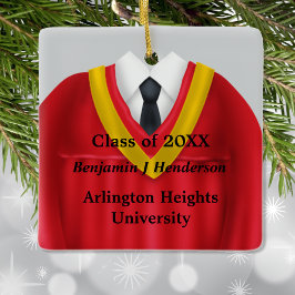 Male Grad Gown Red and Gold Ornament