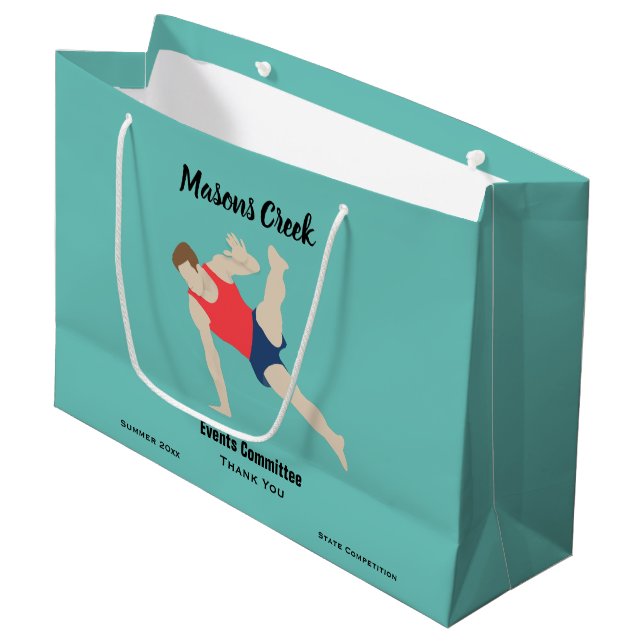Male Gymnast Große Geschenktüte (Vorderseite Schrägansicht)