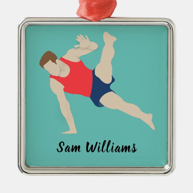 Male Gymnast Ornament Aus Metall (Vorne)