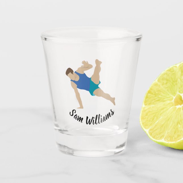 Male Gymnast Schnapsglas (Vorderseite)