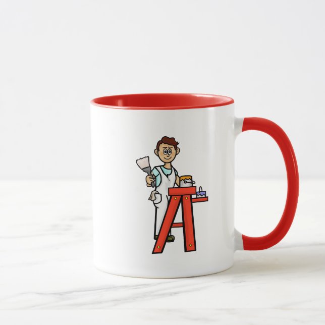 Male House Peintre Mug avec nom (Droite)