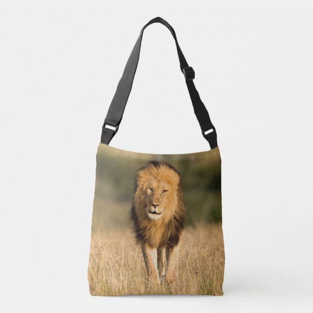 Male Lion Walking Tragetaschen Mit Langen Trägern (Vorderseite)