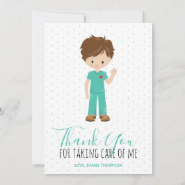 Male Nurse Blue Typografy Polka Dot Dankeskarte