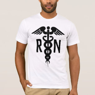 Malé Nurse Symbol Caduceus White Black Modern T-Shirt