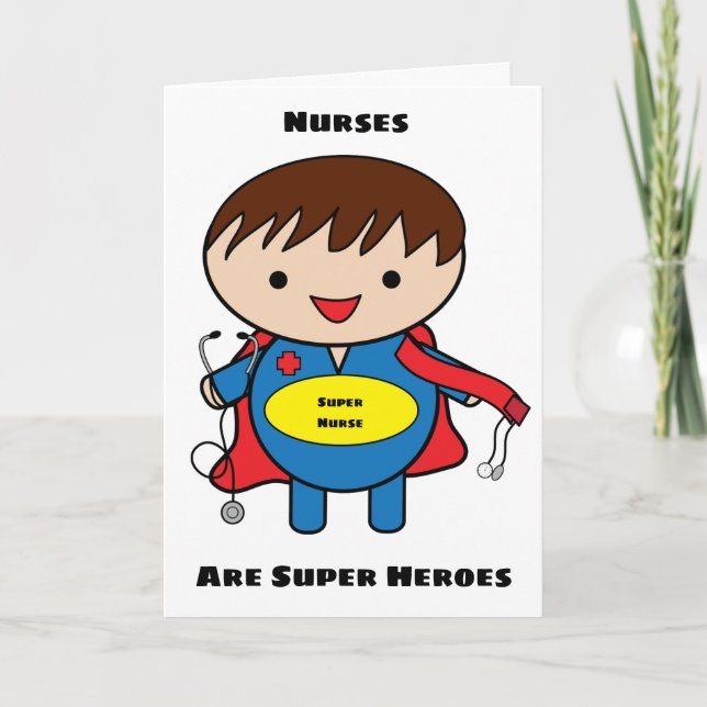 Male Nurses Super Hero Kawaii Personalize Karte (Vorderseite)