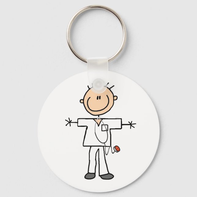 Male Stick Figure Nurse Schlüsselanhänger (Vorderseite)