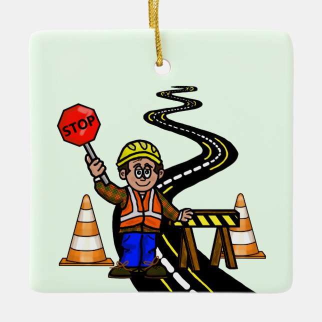Male Traffic Control Road Repair Ornament          (Vorderseite)